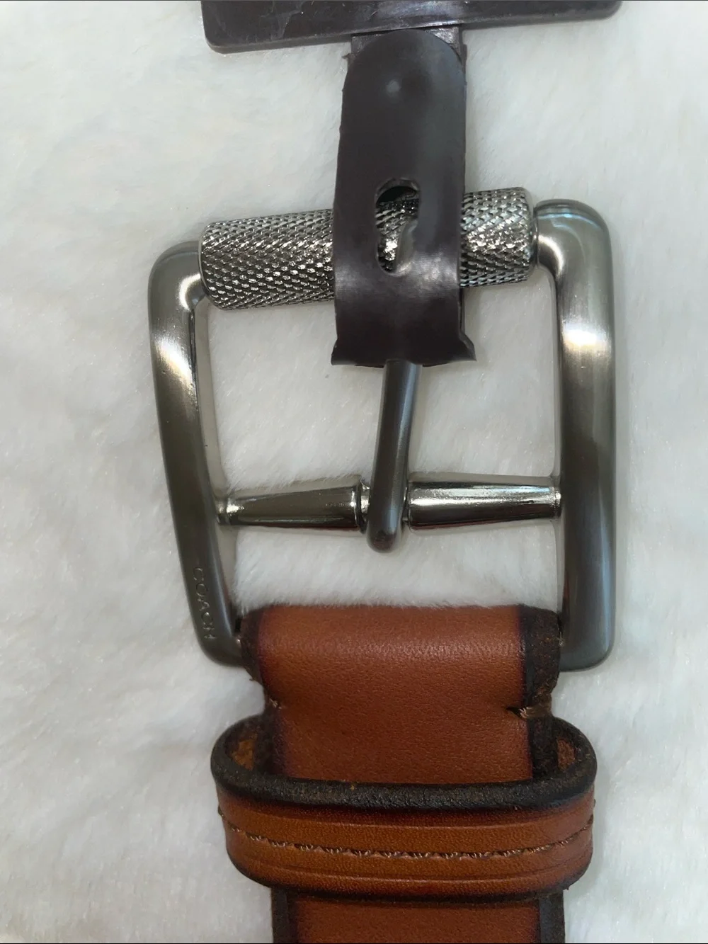 Coach Men's Brown Leather Belt with Silver Buckle